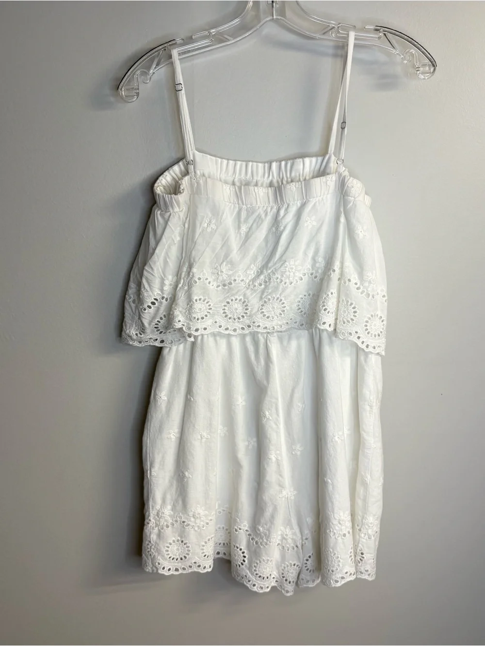 Womens White Eyelet Sleeveless Romper